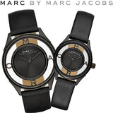  Shop Authentic Marc Jacobs Tether Transparent Black Dial Black Leather Strap Watch for Women - MBM1379 - Luxxuri