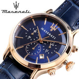  Shop Authentic Maserati Epoca Blue Dial Leather Blue Strap Watch For Men - R8871618007 - Luxxuri