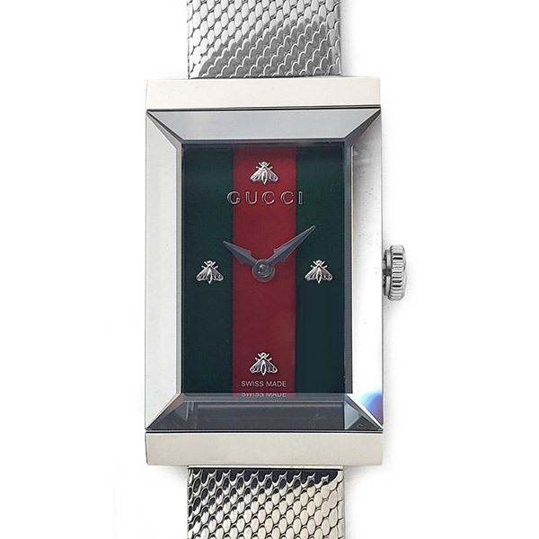 Shop Authentic Gucci G Frame Red and Green Dial Silver Mesh Bracelet Watch For Women - YA147401 - Luxxuri