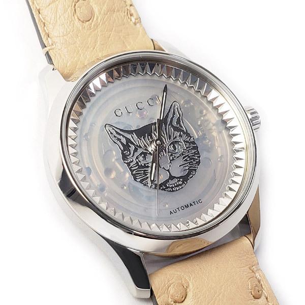  Shop Authentic Gucci G Timeless Automatic Mother of Pearl Dial Brown Leather Strap Watch For Women - YA1264112 - Luxxuri