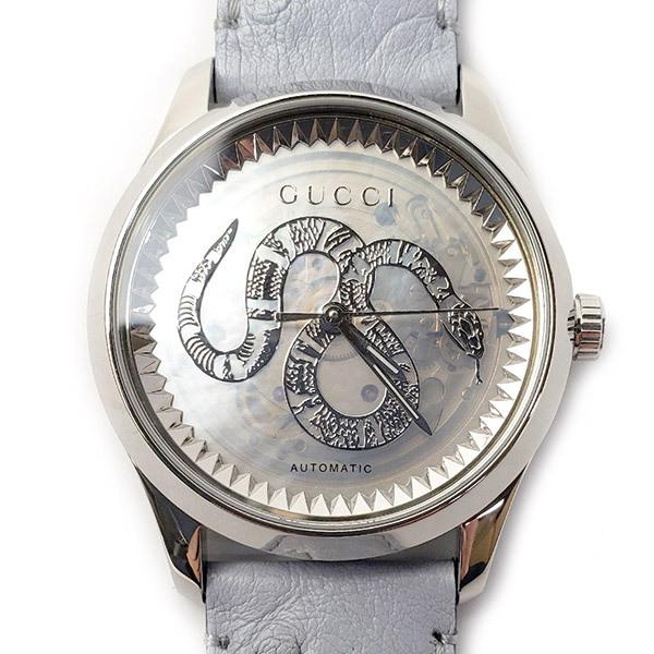  Shop Authentic Gucci G Timeless Automatic Mother of Pearl Dial Blue Leather Strap Watch For Women - YA1264113 - Luxxuri