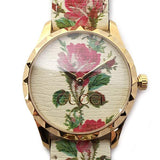  Shop Authentic Gucci G Timeless Floral Gold Dial White Leather Strap Watch For Women - YA1264084 - Luxxuri