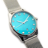  Shop Authentic Gucci G-Timeless Turquoise Mother of Pearl Dial Silver Mesh Bracelet Watch For Women - YA126582 - Luxxuri