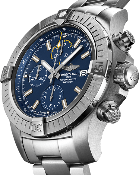 Shop Authentic Breitling Avenger Chronograph 45mm Blue Dial Silver Steel Strap Watch for Men - A13317101C1A1 - Luxxuri