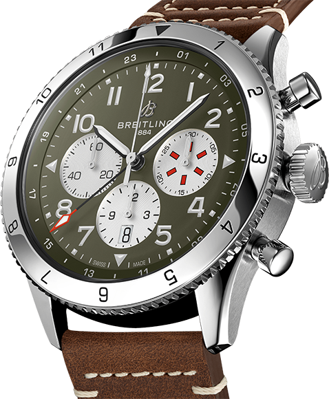  Shop Authentic Breitling Super Avi B04 Chronograph GMT 46 Curtiss Warhawk Green Dial Brown Leather Strap Watch for Men - AB04452A1L1X1 - Luxxuri