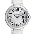 Shop Authentic Cartier Ballon Bleu de Cartier Silver Dial White Leather Strap Watch for Women - W6920087 - Luxxuri