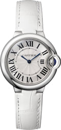  Shop Authentic Cartier Ballon Bleu De Cartier Silver Dial White Leather Strap Watch for Women - W6920086 - Luxxuri
