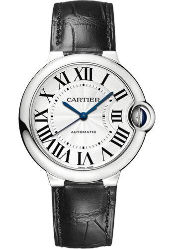  Shop Authentic Cartier Ballon Bleu de Cartier Silver Dial Black Leather Strap Watch for Men - WSBB0026 - Luxxuri