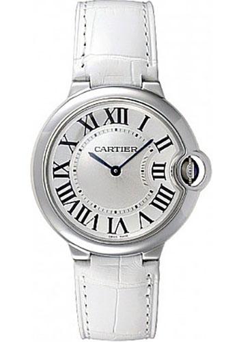  Shop Authentic Cartier Ballon Bleu de Cartier Silver Dial White Leather Strap Watch for Women - W6920087 - Luxxuri