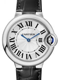  Shop Authentic Cartier Ballon Bleu De Cartier Silver Dial Black Leather Strap Watch for Women - WSBB0034 - Luxxuri