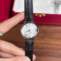  Shop Authentic Cartier Ballon Bleu De Cartier Silver Dial Black Leather Strap Watch for Women - WSBB0030 - Luxxuri