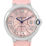  Shop Authentic Cartier Ballon Bleu De Cartier Pink Dial Pink Leather Strap Watch for Women - WSBB0007 - Luxxuri