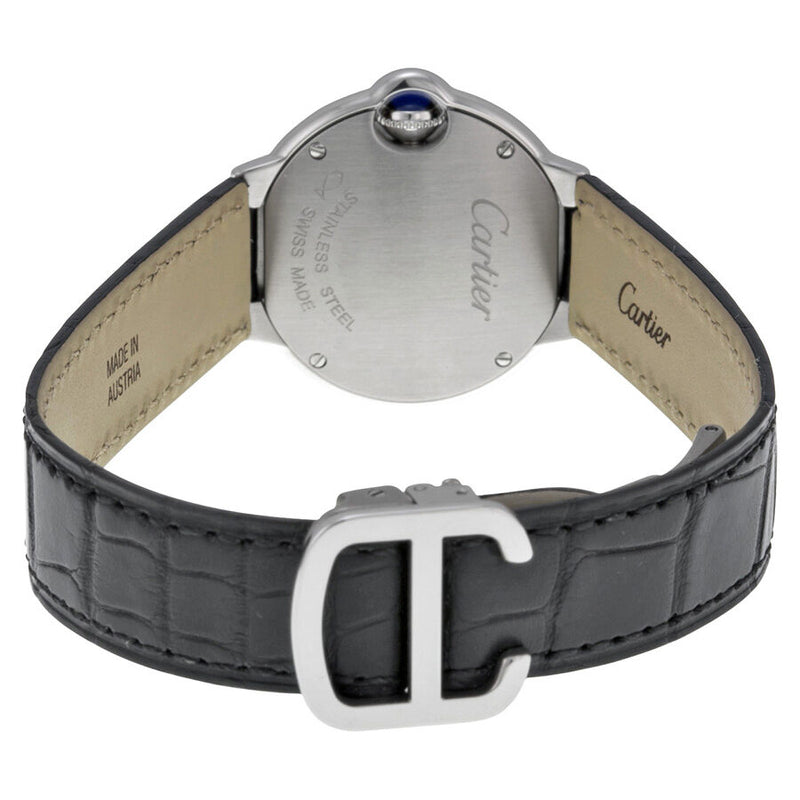  Shop Authentic Cartier Ballon Bleu Silver Dial Black Leather Strap Watch for Women - W69018Z4 - Luxxuri