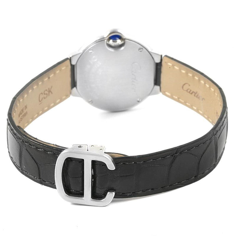  Shop Authentic Cartier Ballon Bleu Silver Dial Black Leather Strap Watch for Women - W69018Z4 - Luxxuri