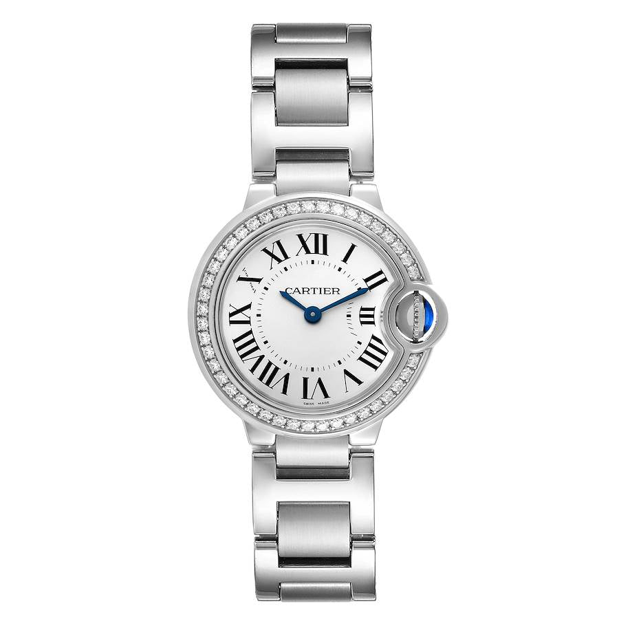  Shop Authentic Cartier Ballon Bleu De Cartier Diamonds White Dial Silver Steel Strap Watch for Women - W4BB0015 - Luxxuri