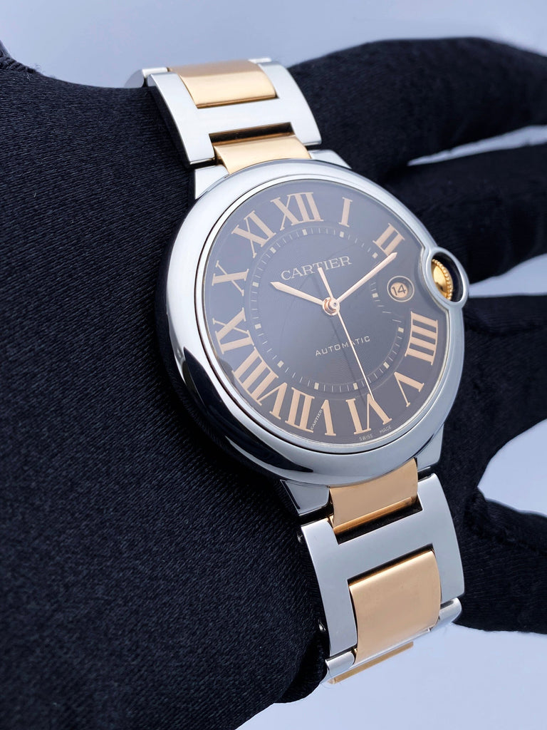  Shop Authentic Cartier Ballon Bleu de Cartier Brown Dial Two Tone Steel Strap Watch for Men - W6920032 - Luxxuri