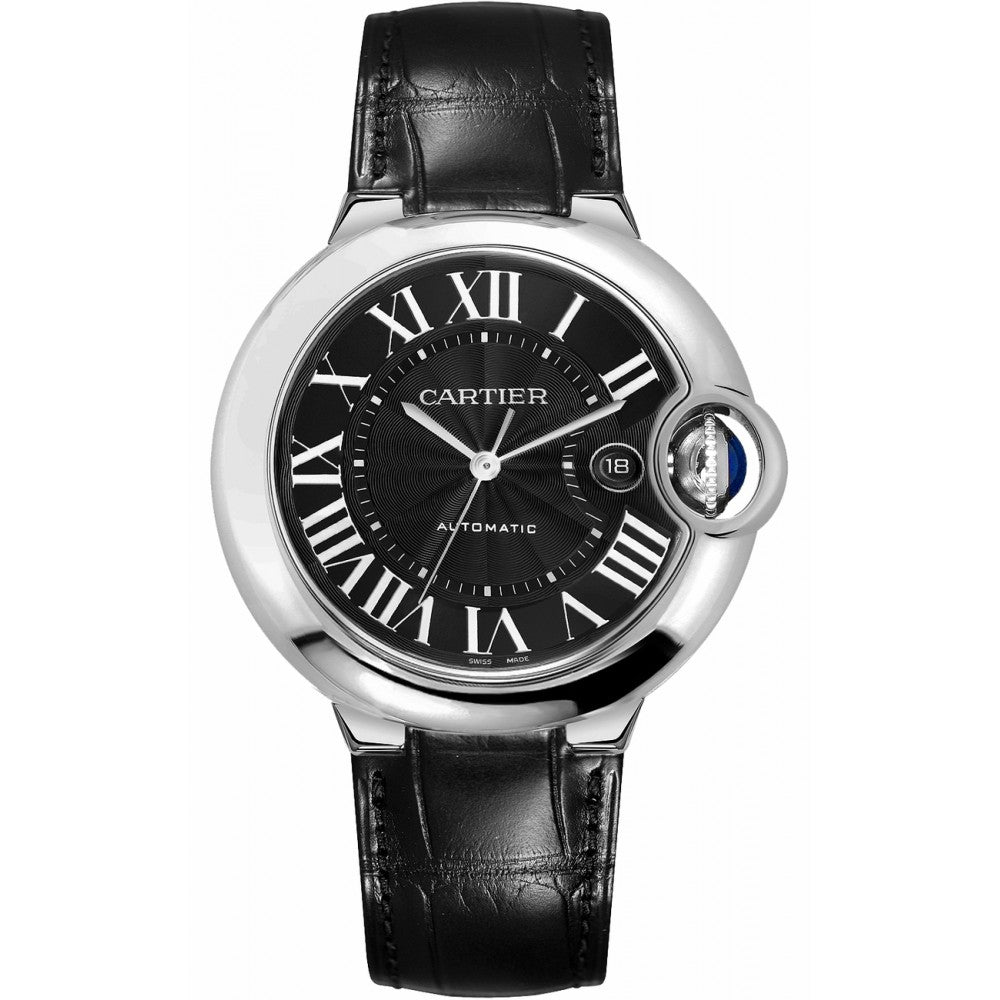  Shop Authentic Cartier Ballon Bleu De Cartier Black Dial Black Leather Strap Watch for Men - WSBB0003 - Luxxuri