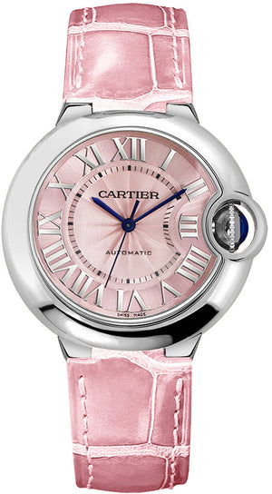  Shop Authentic Cartier Ballon Bleu De Cartier Pink Dial Pink Leather Strap Watch for Women - WSBB0007 - Luxxuri