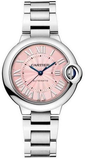  Shop Authentic Cartier Ballon Bleu de Cartier Pink Dial Silver Steel Strap Watch for Women - WSBB0046 - Luxxuri
