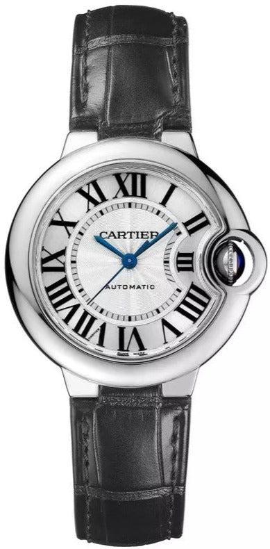  Shop Authentic Cartier Ballon Bleu Silver Dial Black Leather Strap Watch for Women - W69018Z4 - Luxxuri