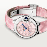  Shop Authentic Cartier Ballon Blue De Cartier Pink Dial Pink Leather Strap Watch for Women - WSBB0031 - Luxxuri