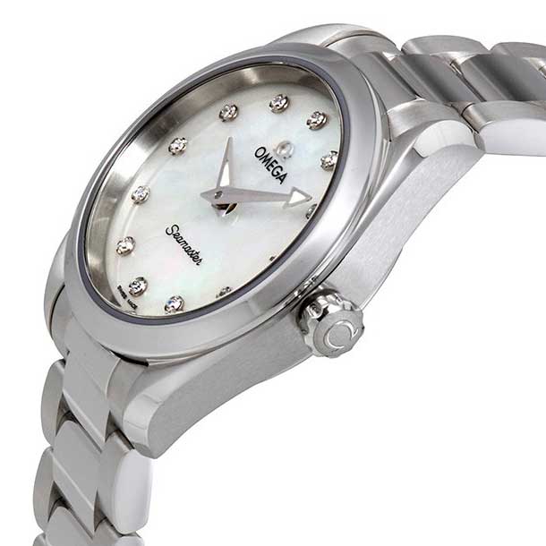  Shop Authentic Omega Seamaster Aqua Terra Quartz Diamonds Mother of Pearl Dial Silver Steel Strap Watch for Women - 220.10.28.60.55.001 - Luxxuri