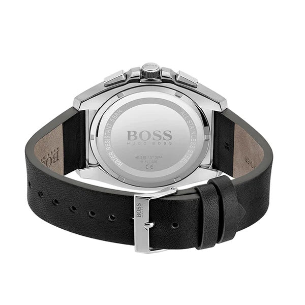  Shop Authentic Hugo Boss Grandmaster Chronograph Black Dial Black Leather Strap Watch for Men - 1513881 - Luxxuri