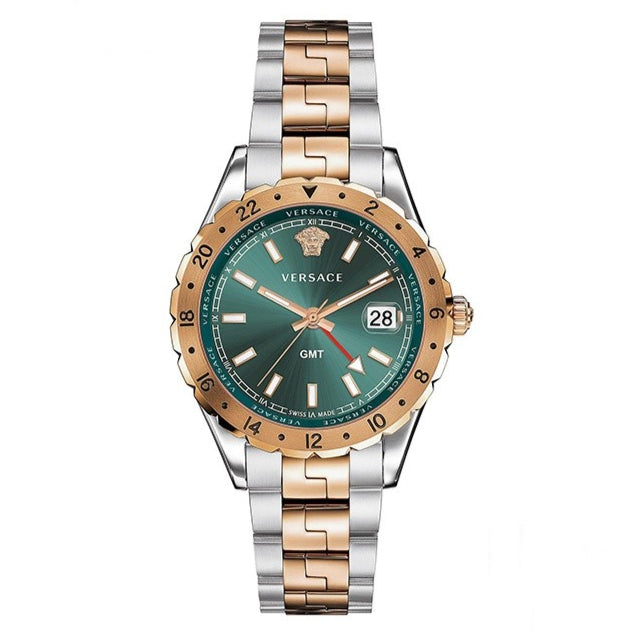  Shop Authentic Versace Hellenyium GMT Green Dial Two Tone Steel Strap Watch for Men - V11050015 - Luxxuri