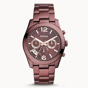  Shop Authentic Fossil Perfect Boyfriend Multifunction Maroon Dial Maroon Steel Strap Watch for Women - ES4110 - Luxxuri