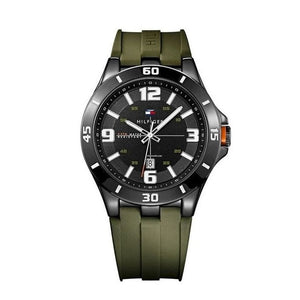  Shop Authentic Tommy Hilfiger Drew Black Dial Green Rubber Strap Watch for Men - 1791065 - Luxxuri
