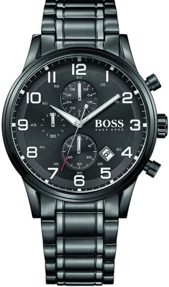  Shop Authentic Hugo Boss Chronograph Black Dial Black Steel Strap Watch for Men - 1513180 - Luxxuri