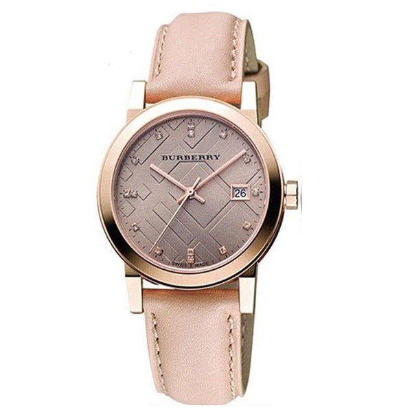  Shop Authentic Burberry The City Diamonds Beige Dial Beige Leather Strap Watch for Women - BU9131 - Luxxuri