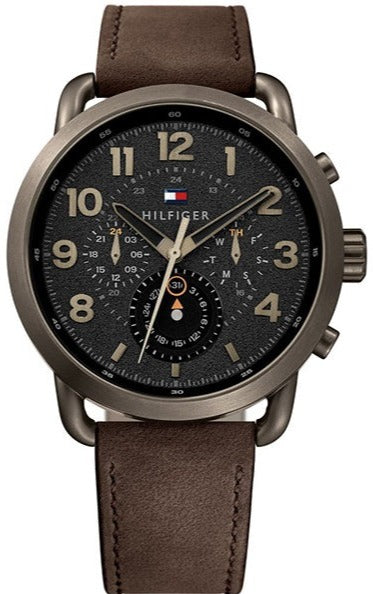  Shop Authentic Tommy Hilfiger Briggs Chronograph Black Dial Brown Leather Strap Watch for Men - 1791425 - Luxxuri