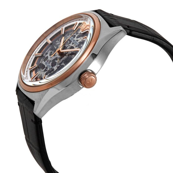  Shop Authentic Emporio Armani Zeta Skeleton Automatic Silver Dial Black Leather Strap Watch For Men - AR60018 - Luxxuri