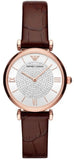  Shop Authentic Emporio Armani Gianni T-Bar Silver Dial Brown Leather Strap Watch For Women - AR11269 - Luxxuri