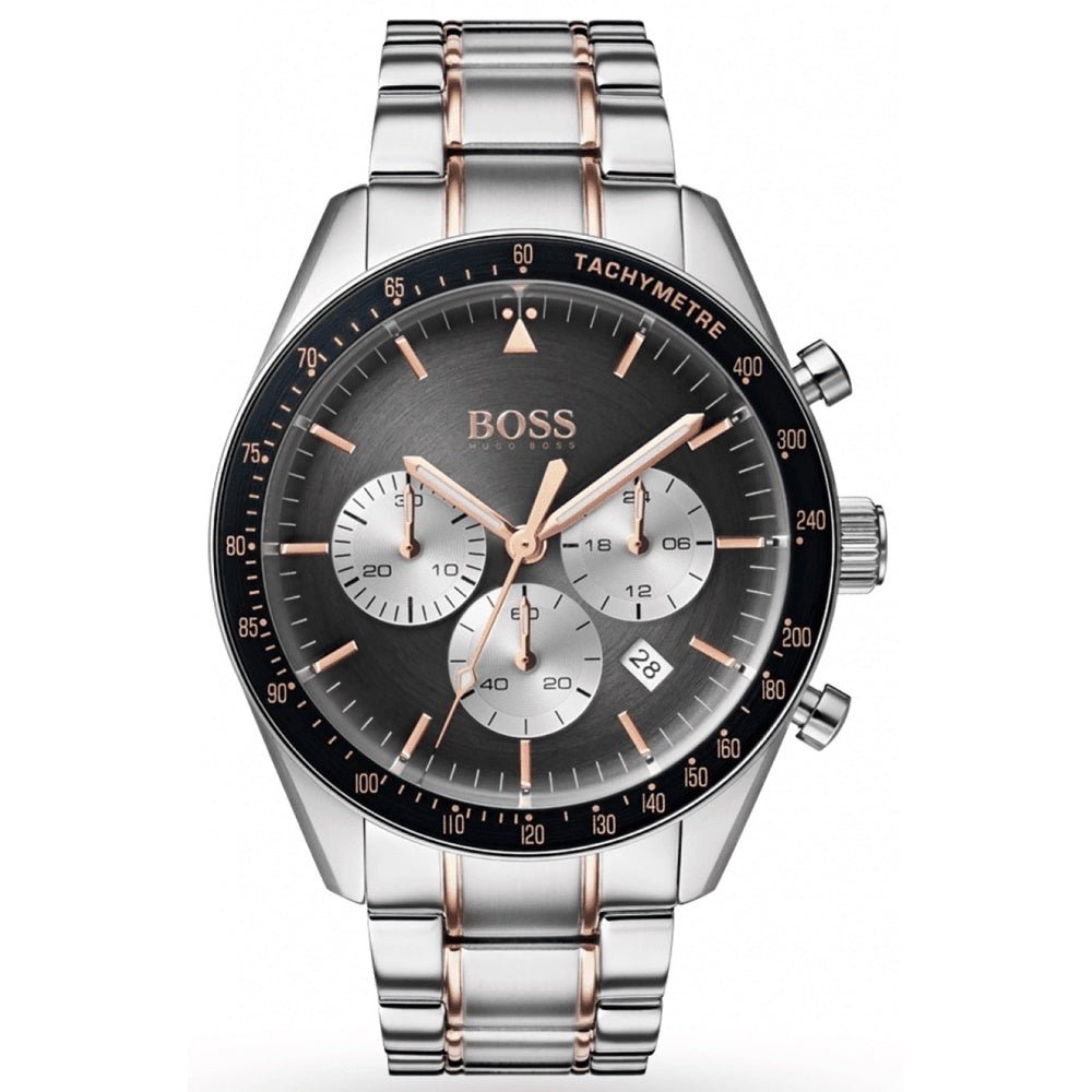  Shop Authentic Hugo Boss Trophy Chronograph Grey Dial Silver Steel Strap Watch for Men - 1513634 - Luxxuri