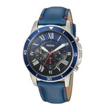  Shop Authentic Fossil Grant Chronograph Blue Dial Blue Leather Strap Watch for Men - FS5373 - Luxxuri