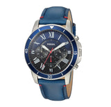  Shop Authentic Fossil Grant Chronograph Blue Dial Blue Leather Strap Watch for Men - FS5373 - Luxxuri