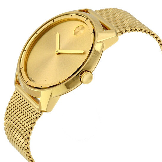  Shop Authentic Movado Bold Gold Dial Gold Mesh Bracelet Watch For Men - 3600373 - Luxxuri