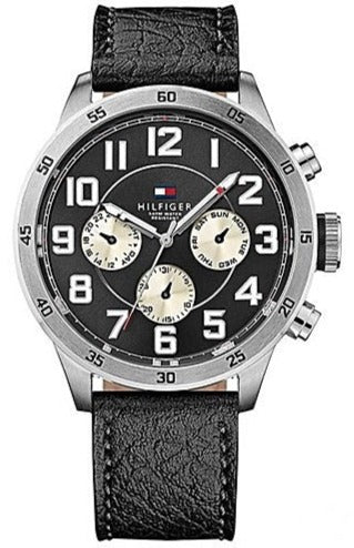  Shop Authentic Tommy Hilfiger Sport Chronograph Black Dial Black Leather Strap Watch for Men - 1791050 - Luxxuri