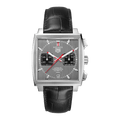 Tag Heuer Monaco Calibre 12 Final Edition Chronograph Grey Dial Black Leather Strap Watch for Men - CAW211J.FC6476