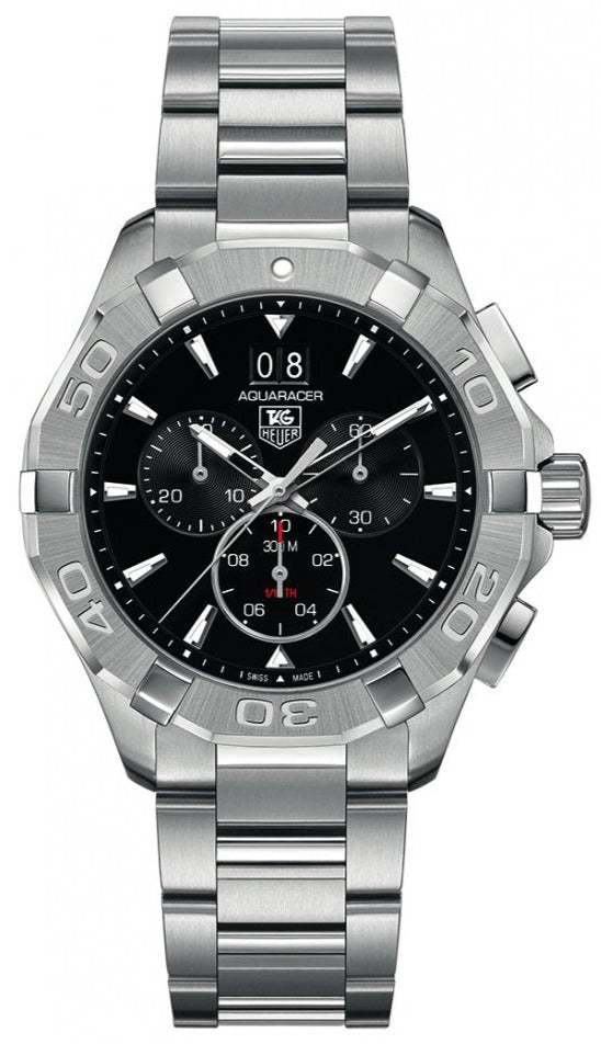 Tag Heuer Aquaracer Chronograph Black Dial Silver Steel Strap Watch for Men - CAY1110.BA0927