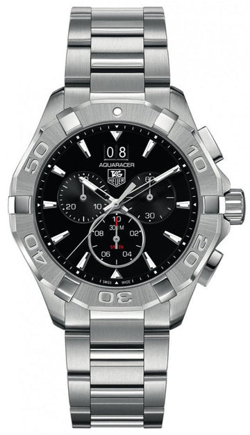  Shop Authentic Tag Heuer Aquaracer Chronograph Black Dial Silver Steel Strap Watch for Men - CAY1110.BA0927 - Luxxuri