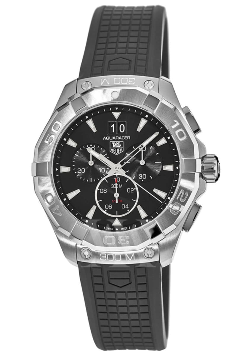 Tag Heuer Aquaracer Chronograph Black Dial Black Rubber Strap Watch for Men - CAY1110.FT6041