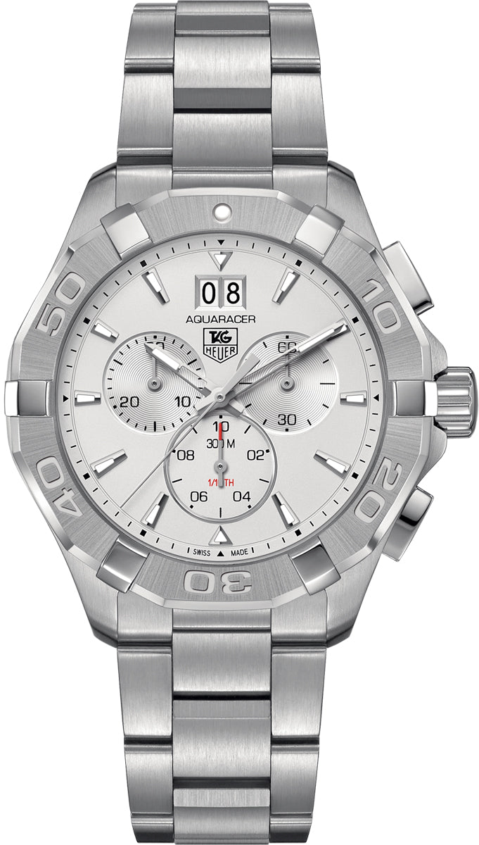 Tag Heuer Aquaracer White Dial Silver Steel Strap Watch for Men - CAY1111.BA0927