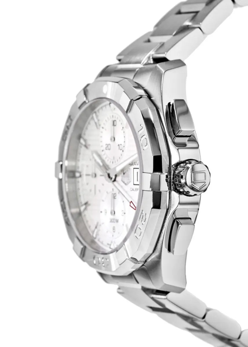  Shop Authentic Tag Heuer Aquaracer Caliber 16 Automatic Chronograph White Dial Silver Steel Strap Watch for Men - CAY2111.BA0927 - Luxxuri