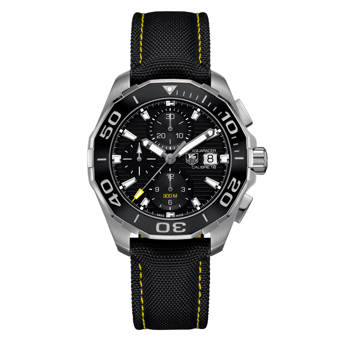 Tag Heuer Aquaracer Automatic Chronograph Black Dial Black Nylon Strap Watch for Men - CAY211A.FC6361