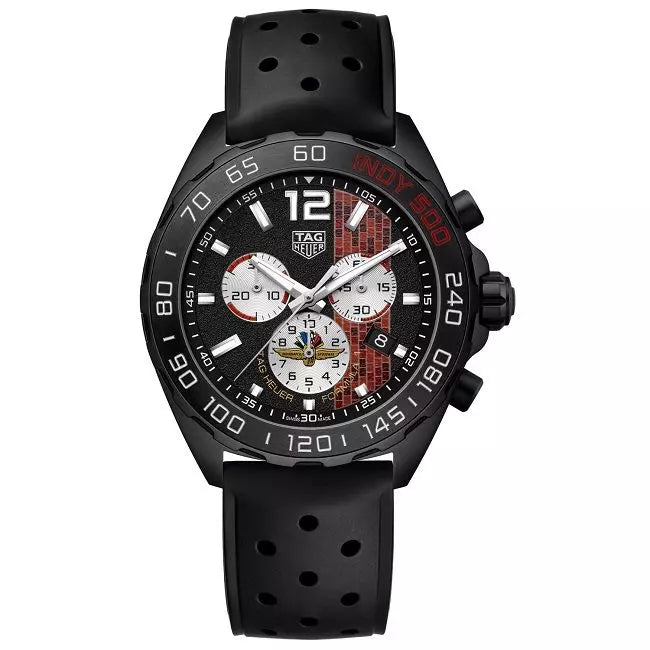  Shop Authentic Tag Heuer Formula 1 Indy 500 Limited Edition Chronograph Black Dial Black Rubber Strap Watch for Men - CAZ101AD.FT8024 - Luxxuri