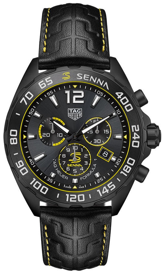  Shop Authentic Tag Heuer Formula 1 Chronograph Senna Black Dial Black Leather Strap Watch for Men - CAZ101AJ.FC6487 - Luxxuri