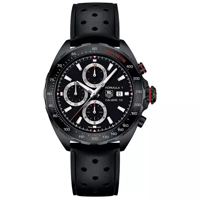  Shop Authentic Tag Heuer Formula 1 Automatic Chronograph Black Dial Black Leather Strap Watch for Men - CAZ2011.FT8024 - Luxxuri